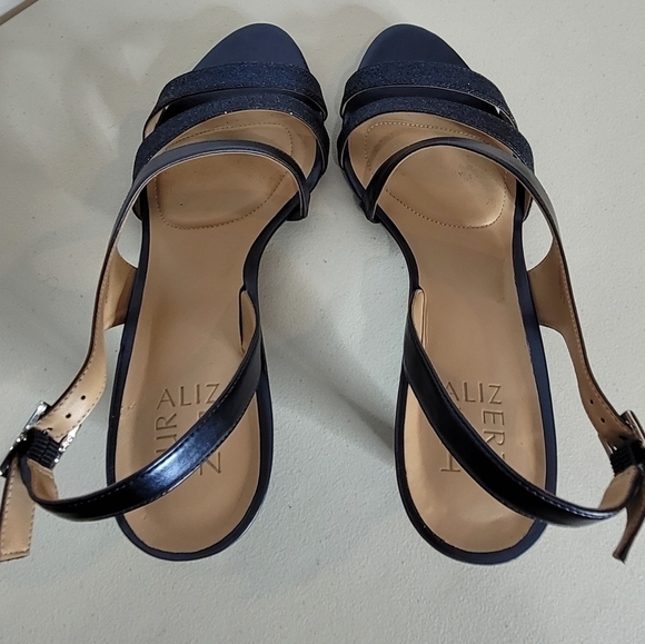 Naturalizer Taimi Blue Metallic Sparkle Slingback Open Toe Dress Heel - Size 8.5 - Picture 5 of 9